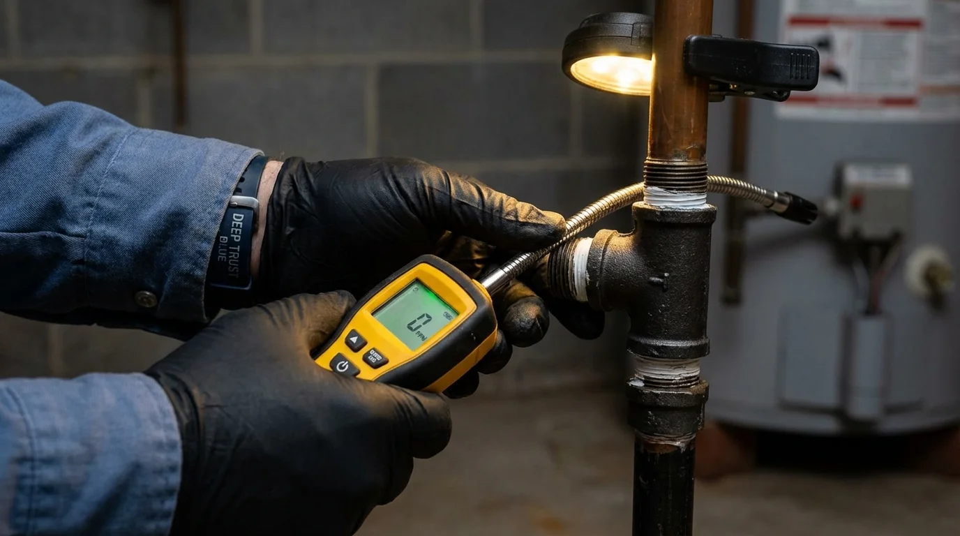 Gas leak detection with electronic sniffer by Johns Plumbing LLC in Cumberland